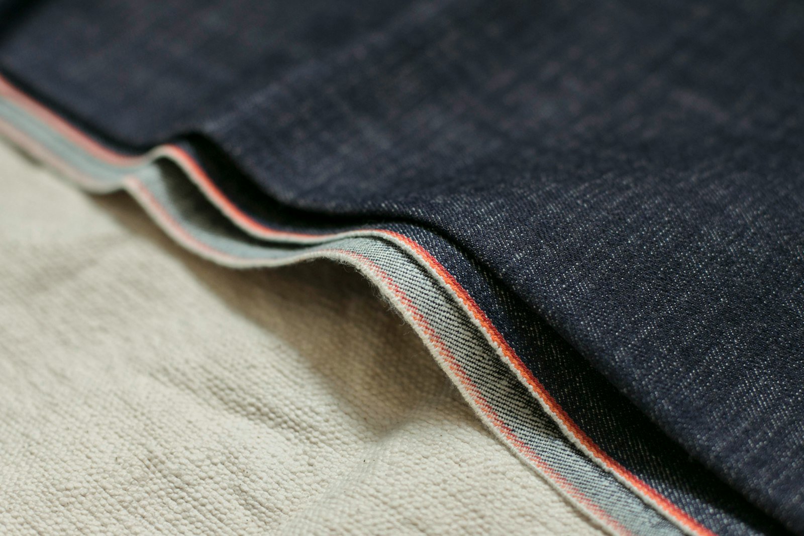 Close-up of selvedge denim edge